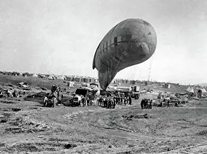 Inflated: Observation balloon going up, Western Front, WW1