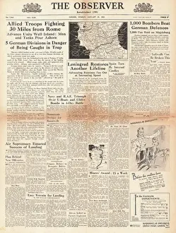 Nettuno: The Observer front page Allies land at Anzio
