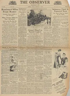 Giraud: The Observer front page Eighth Army in Tripoli