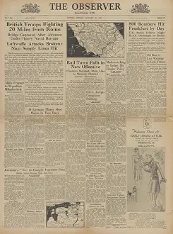 Nettuno: The Observer front page RAF bomb Berlin and Frankfurt
