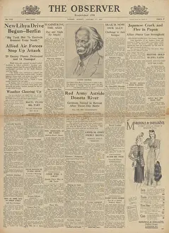 Irak: The Observer front page Red Army advance on Eastern Front