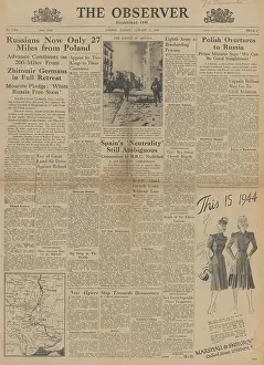 Neutrality: The Observer front page Red Army advance towards Poland