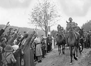 Cheerfully: Occupation of the Sudetenland by German troops, 1938