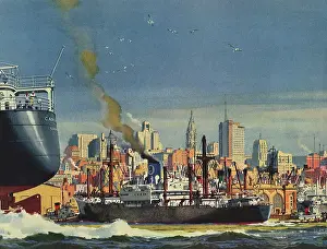 Cowfamily: Ocean Liner arriving at Philadelphia