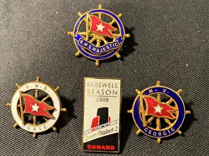 Georgic: Ocean Liners - three brooches and a badge