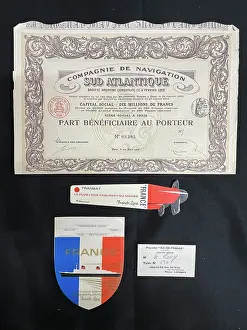 Atlantique: Ocean liners, collection of items including share certificat