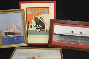 Bleu: Ocean liners - four framed items
