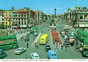 Elmar: O'Connell St and Bridge showing Nelson's Pillar, Dublin