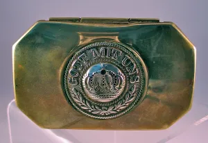 Octagonal hinged tin with a German Gott Mit Uns badge