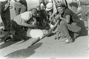 Kliptown: October 17 1965 - Referee Bhamjee writhes on the ground