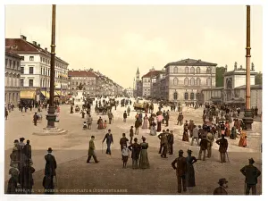 Ludwigstrasse: Odeonplatz (i.e. Odensplatz)and Ludwigstrasse, Munich, Bavar