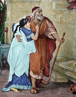 Exile: Oedipus and Antigone. Engraving