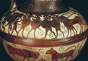 Oenochoe: Oenochoe with representation of an army. 630 A.C