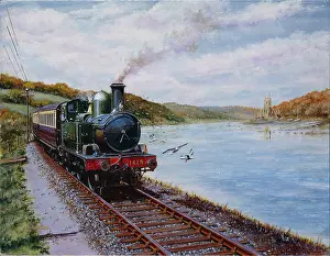 Webster: Off to Fowey ' steam train by an estuary