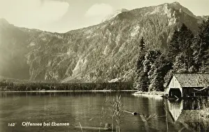 Boathouses: Offensee near Ebensee (Upper Austria) with boatshouse