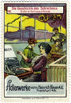 Dictating: office, office equipment, typewriter, advertisement