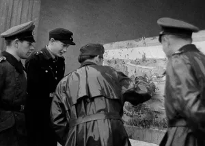 Candidates: Officer candidates inspecting the results of