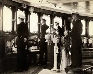 Helmsman: Officers and Crew Anonymous Men in Uniform on