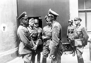 Commanding: Officers visiting a GPU building in Riga, 1941