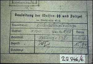 Certification: Official Waffen SS certification on architects plan Auschwit