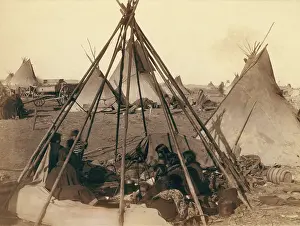 Lcgr1711: Oglala Sioux women and children inside an uncovered