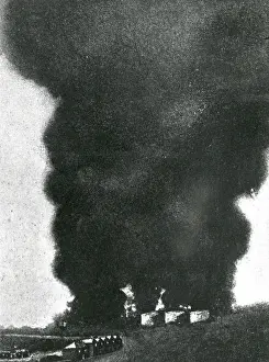 Blaze: Oil well burning, Romania, WW1