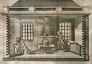 Olive: Oil press. Eighteenth-century engraving