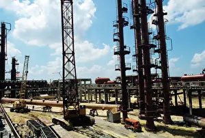 Supported: Oil processing plant under construction in Cuba, 1984