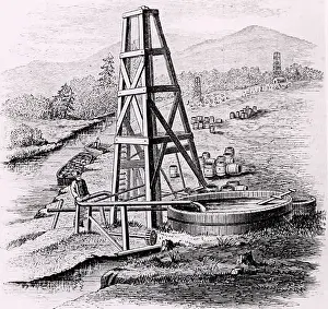 Edited: Oil wells at Oil Creek, 150 miles up the Allegheny