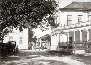 Jamaica: The old Assembly Rooms, Spanish Town, Jamaica, circa 1900
