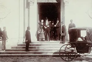 Gorizia: Two old couples (men with hat) at the entrance