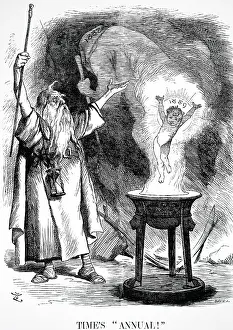 Calendar: Old Father Time summoning up the new year for 1889