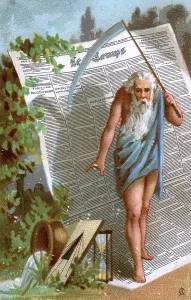 Temps: Old Father Time and The Times (Le Temps) Newspaper