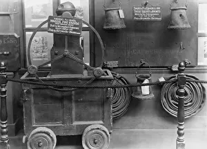 Sewn: Old fire engine and other equipment in a museum
