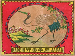 Matchboxes: Old Japanese Matchbox label with a crane