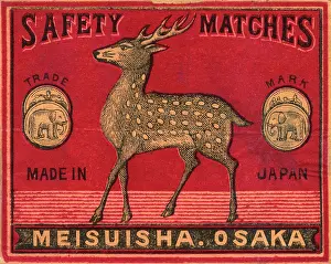 Matchboxes: Old Japanese Matchbox label with a deer