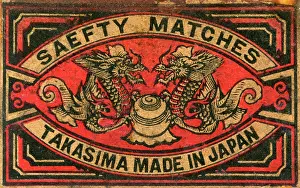 Matchboxes: Old Japanese Matchbox label with two dragons