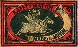 Matchboxes: Old Japanese Matchbox label with a winged ram