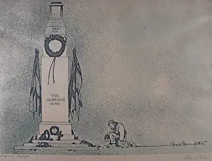 Old Bill kneeling in front of the Cenotaph in Whitehall
