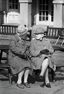 Pensioners: Old ladies, Piece Hall, Yorkshire