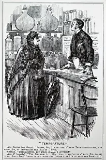 Pills: Old lady visiting the chemist, 1887