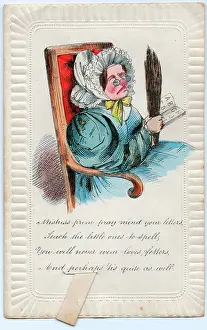 Ageism: Old maid on a comic greetings card