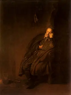 Hearth: An Old Man Asleep at the Hearth, by Rembrandt