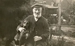 Neighbours: Old man with dog in garden