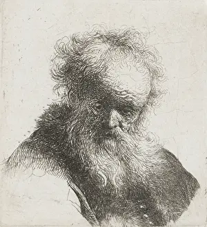 Stooped: Old Man with Long Beard and White Shirt Sleeve