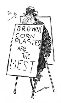 Plasters: Old Man with pair of wooden legs advertising corn plasters