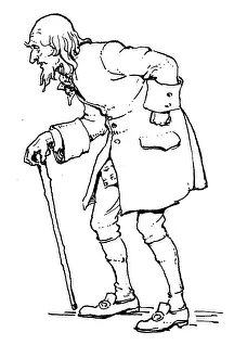 Hunched: An old man with a walking stick