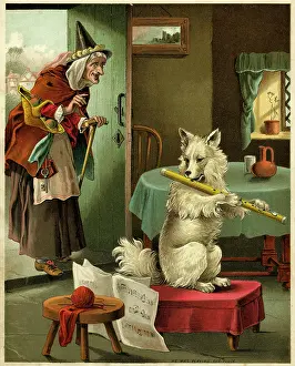 Hubbard: Old Mother Hubbard: Playing flute