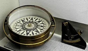 Latvian: Old navigational instruments. Compass and sextant. 19th-20th