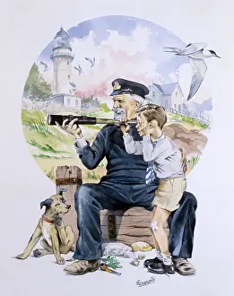 Unifrom: Old Salt shows a young lad his telescope